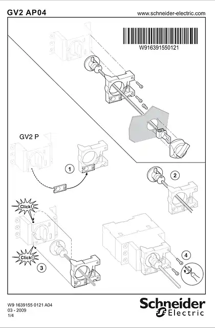 schneider施耐德GV2-AP04 Kit de fixation de commande déportée